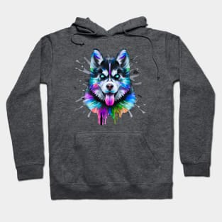 Siberian Husky Happy Dog Colorful Graphic Hoodie